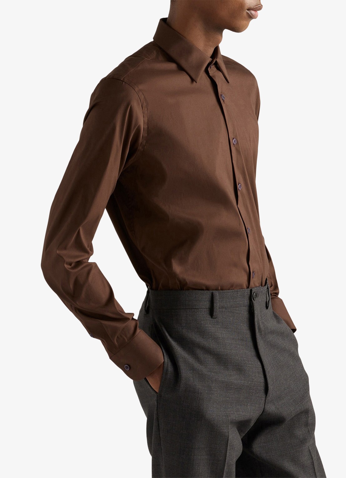 Prada Slim fit overhemd van katoen - detail 2 bruin