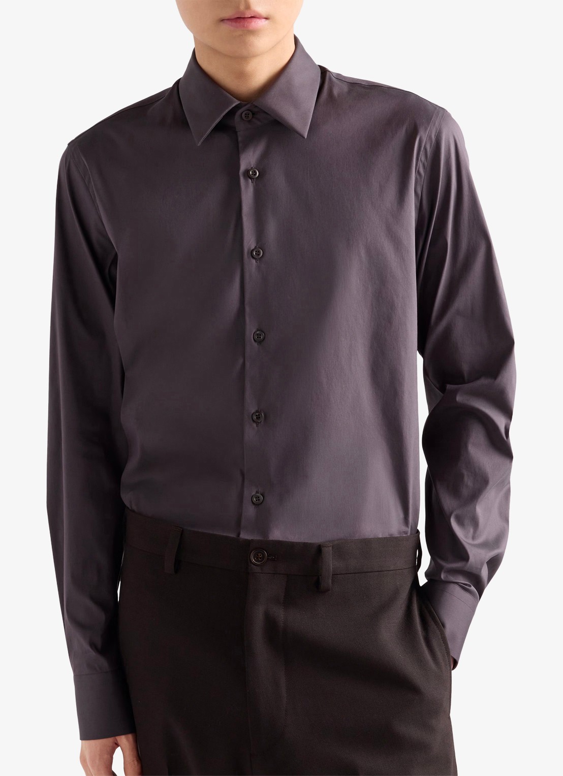 Prada Slim fit overhemd van katoen - detail 2 grijs