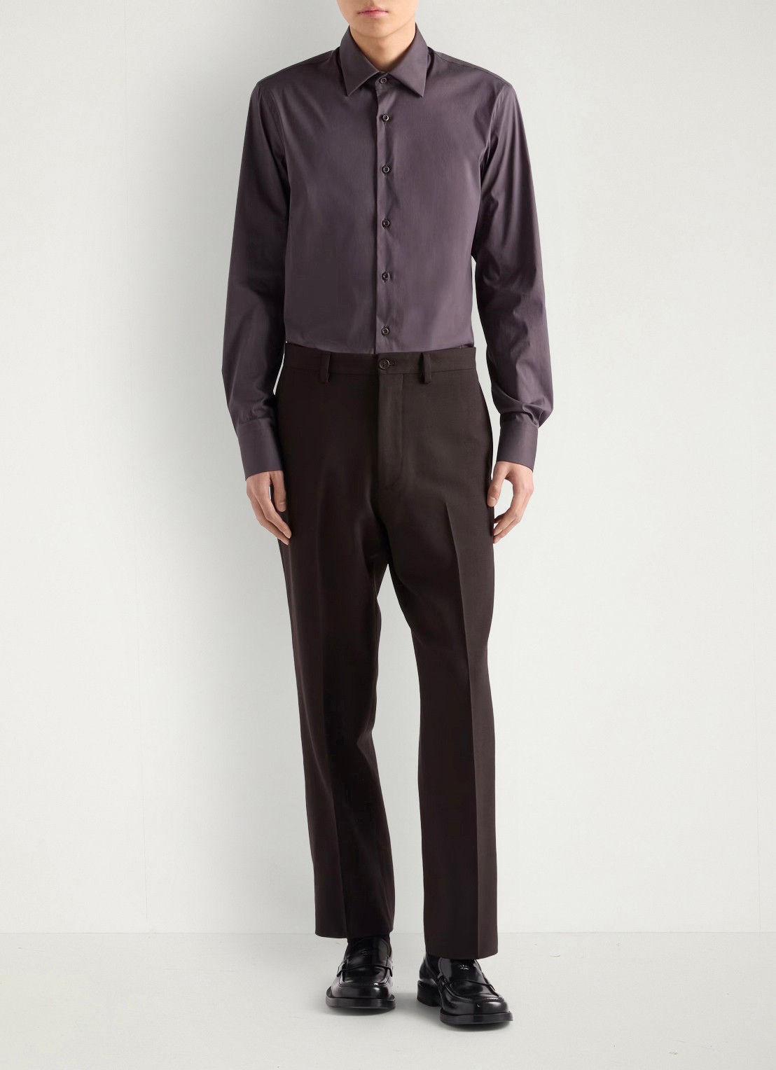 Prada Slim fit overhemd van katoen - voorkant 5 grijs