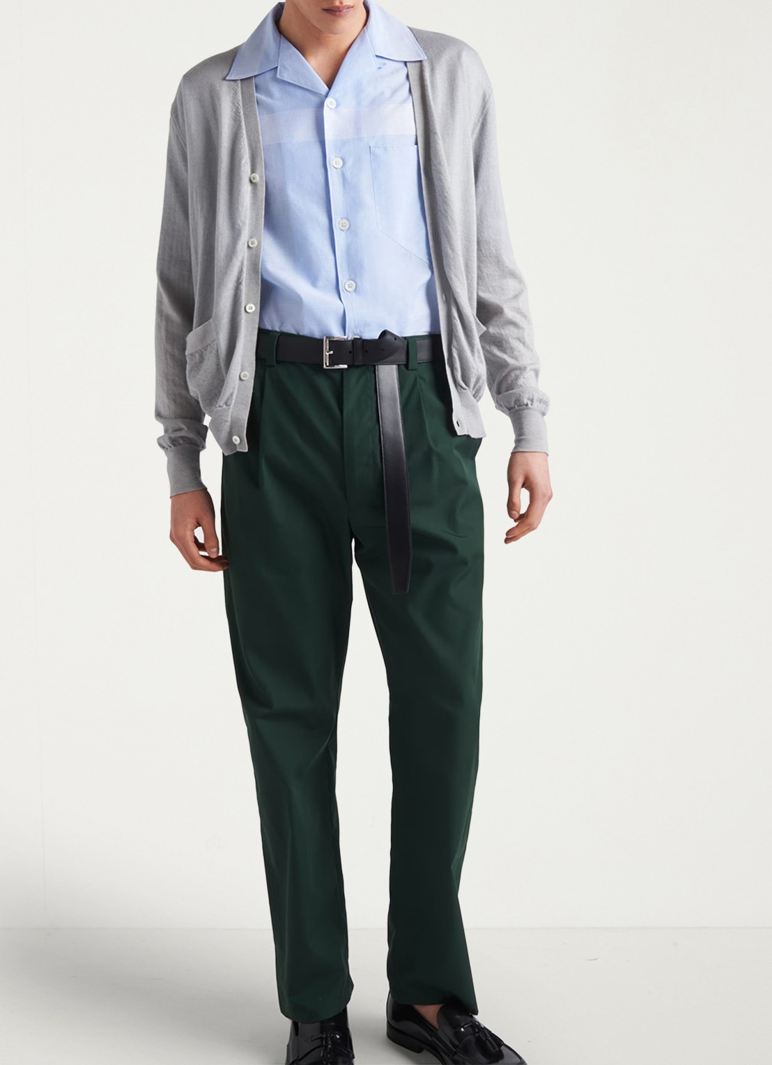 Prada Slim fit pantalon met plooidetail - detail 4 groen