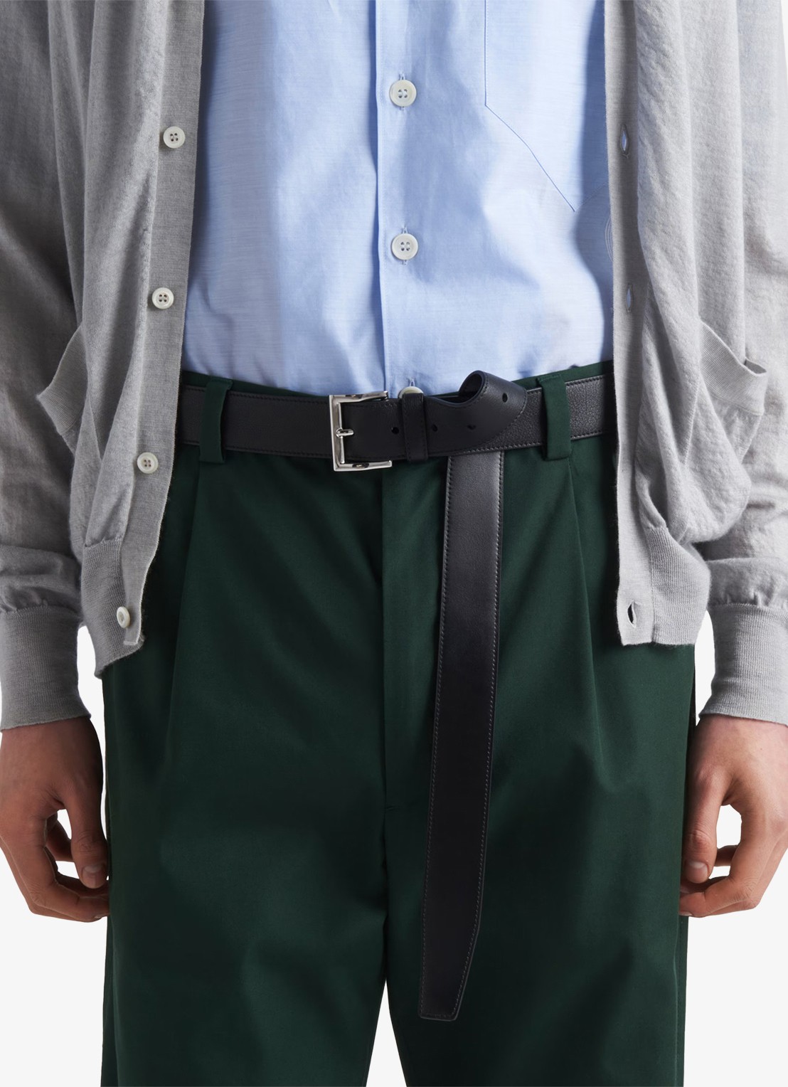 Prada Slim fit pantalon met plooidetail - detail 6 groen