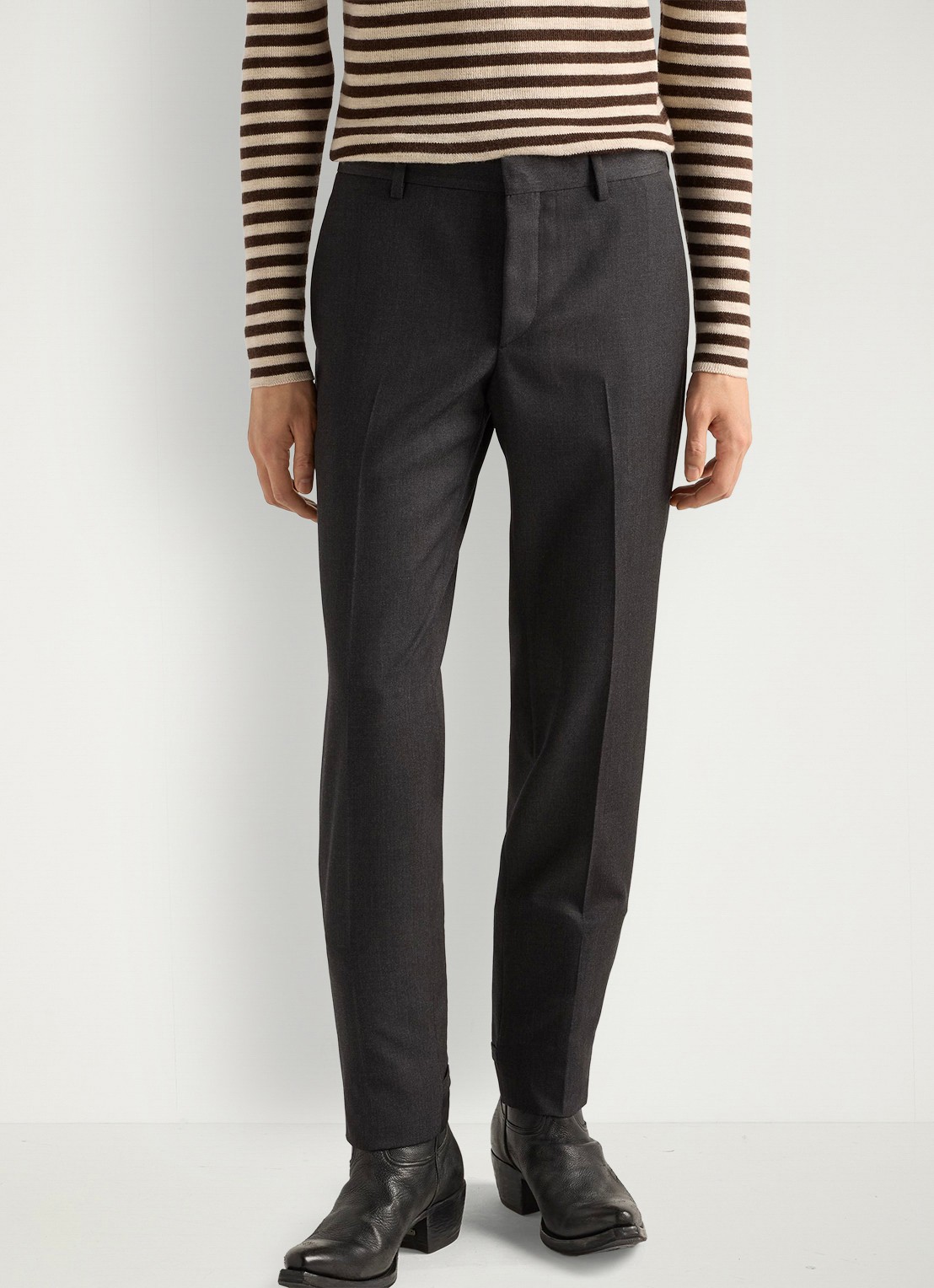 Prada Slim fit pantalon van scheerwol - detail 4 antraciet