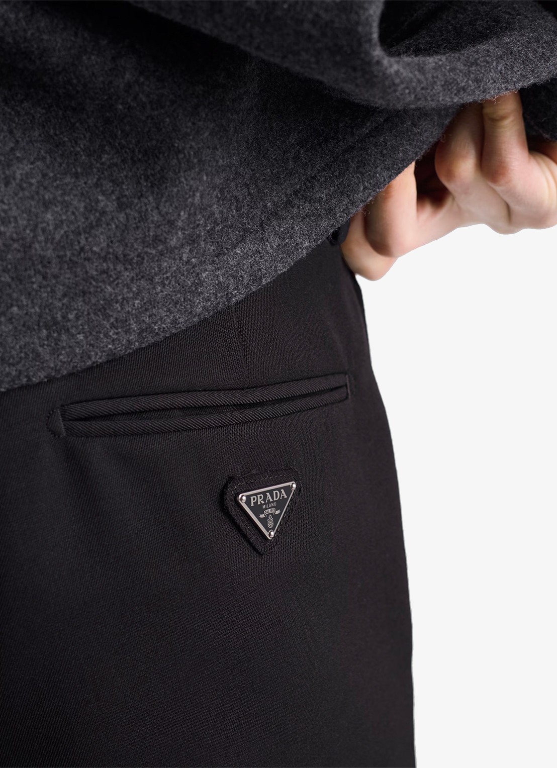 Prada Slim fit pantalon van wol - detail 5 zwart