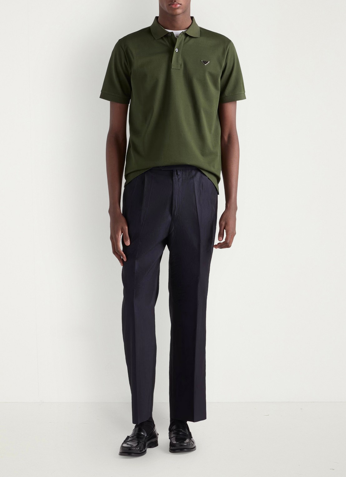 Prada Slim fit polo van piqué katoen met logo - voorkant 5 groen