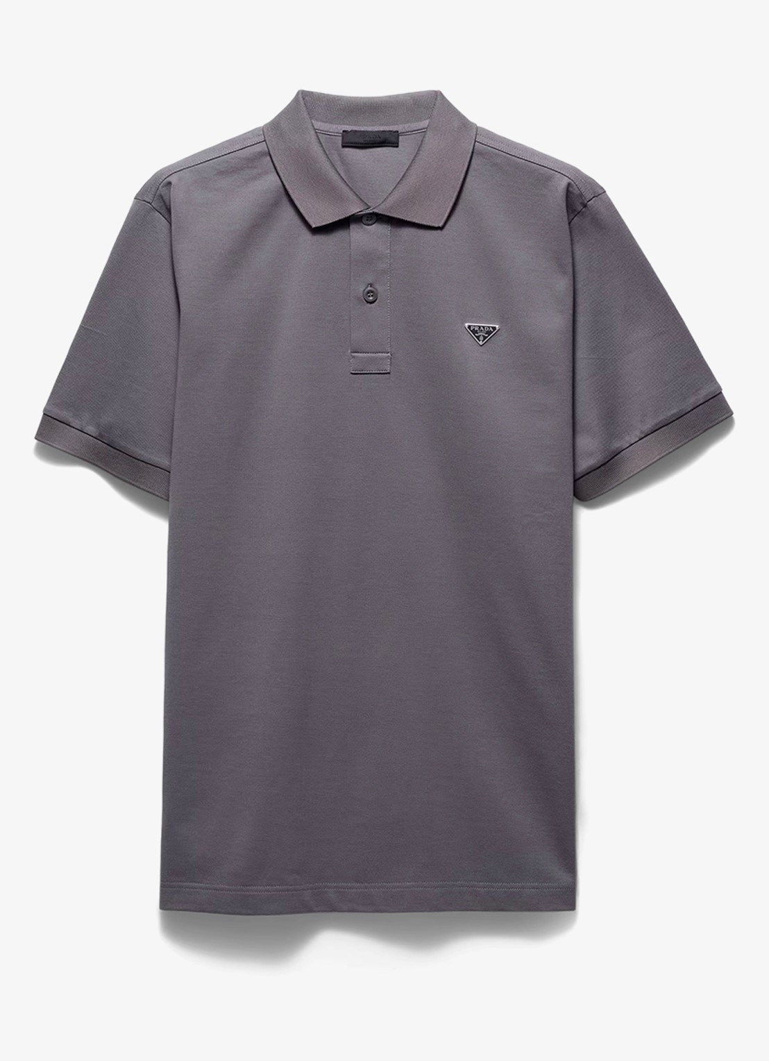Prada Slim fit polo van piqué katoen met logo - voorkant grijs