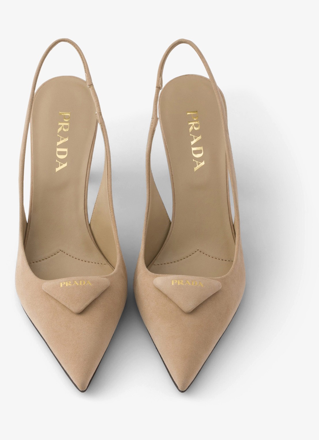 Prada Slingback van geitensuède - detail beige