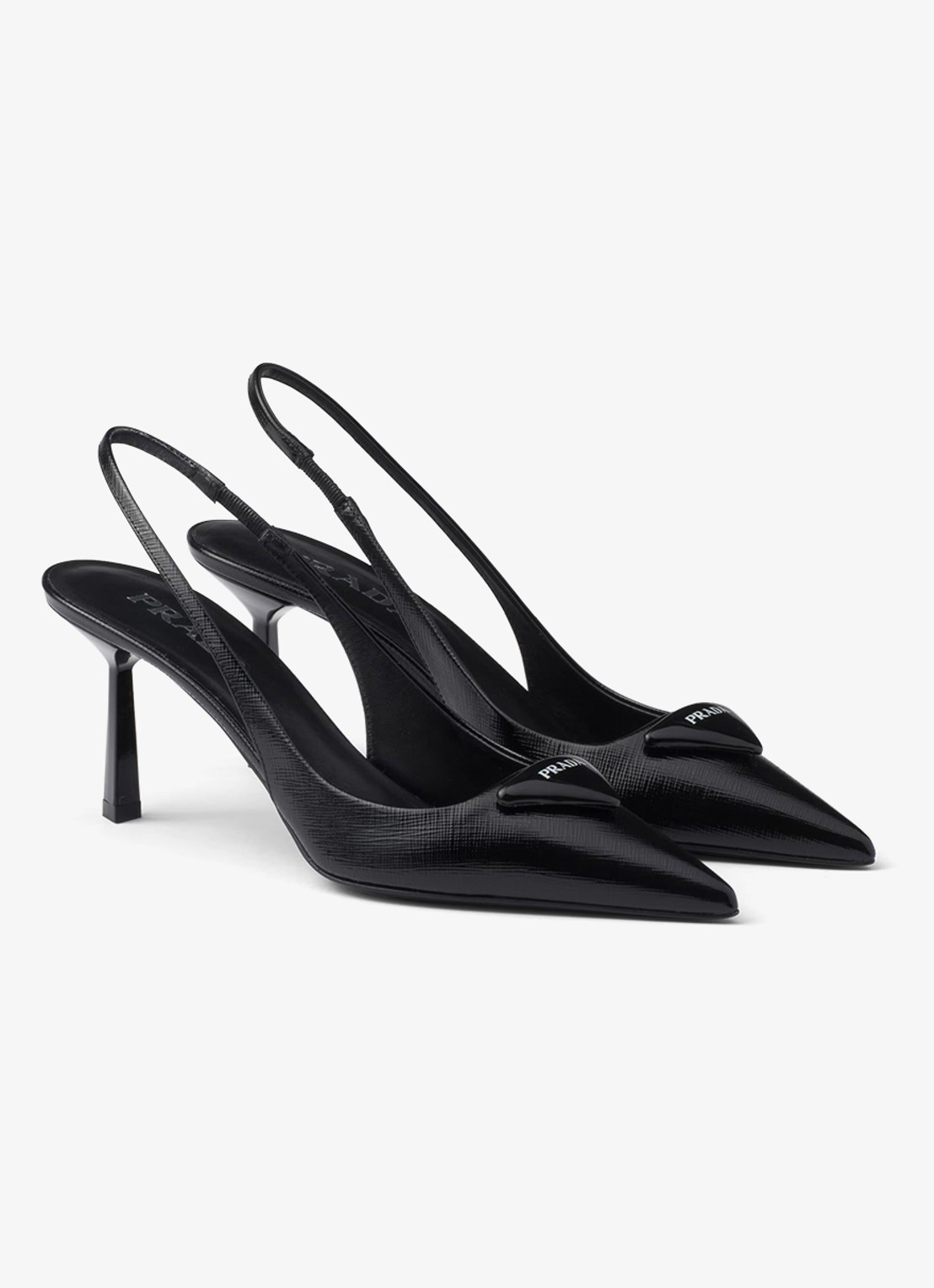 Prada Slingback van lakleer met logo - voorkant 2 zwart