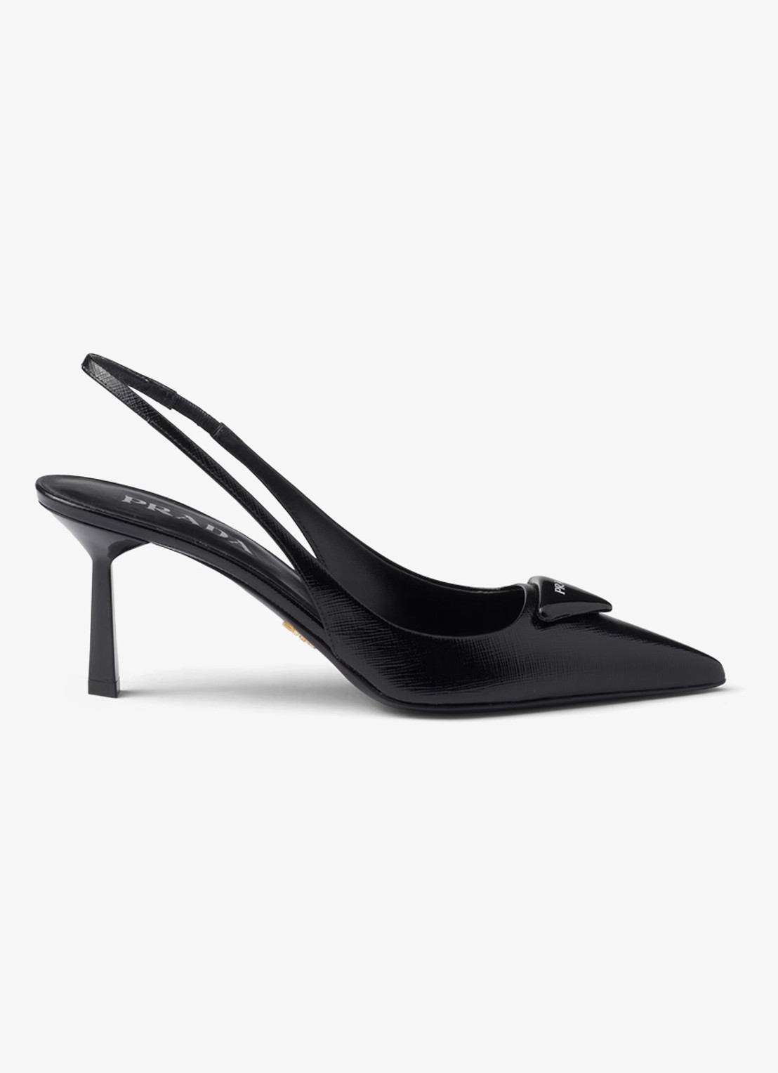 Prada Slingback van lakleer met logo - voorkant 3 zwart