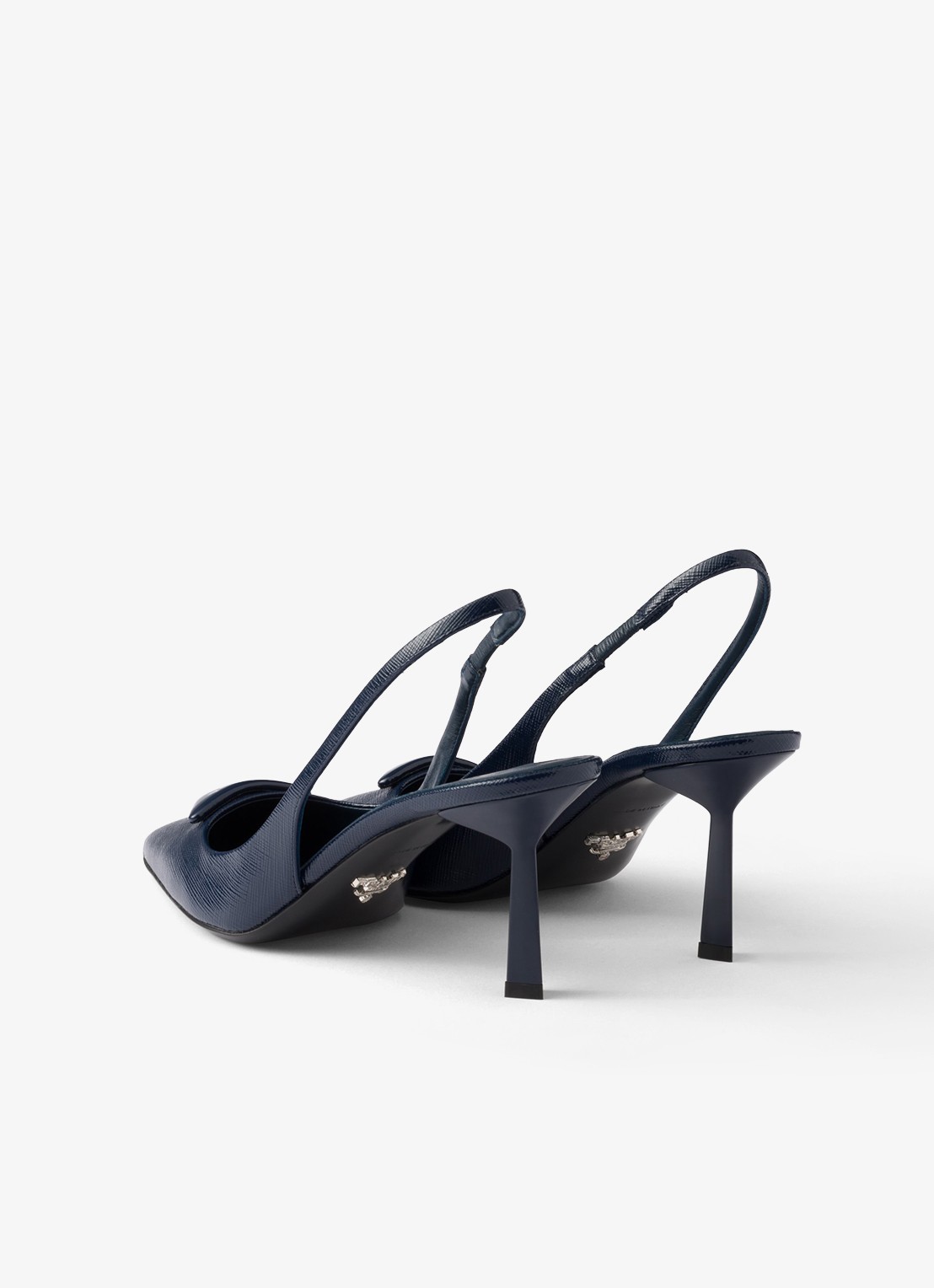 Prada Slingback van lakleer met logo - achterkant 3 donkerblauw