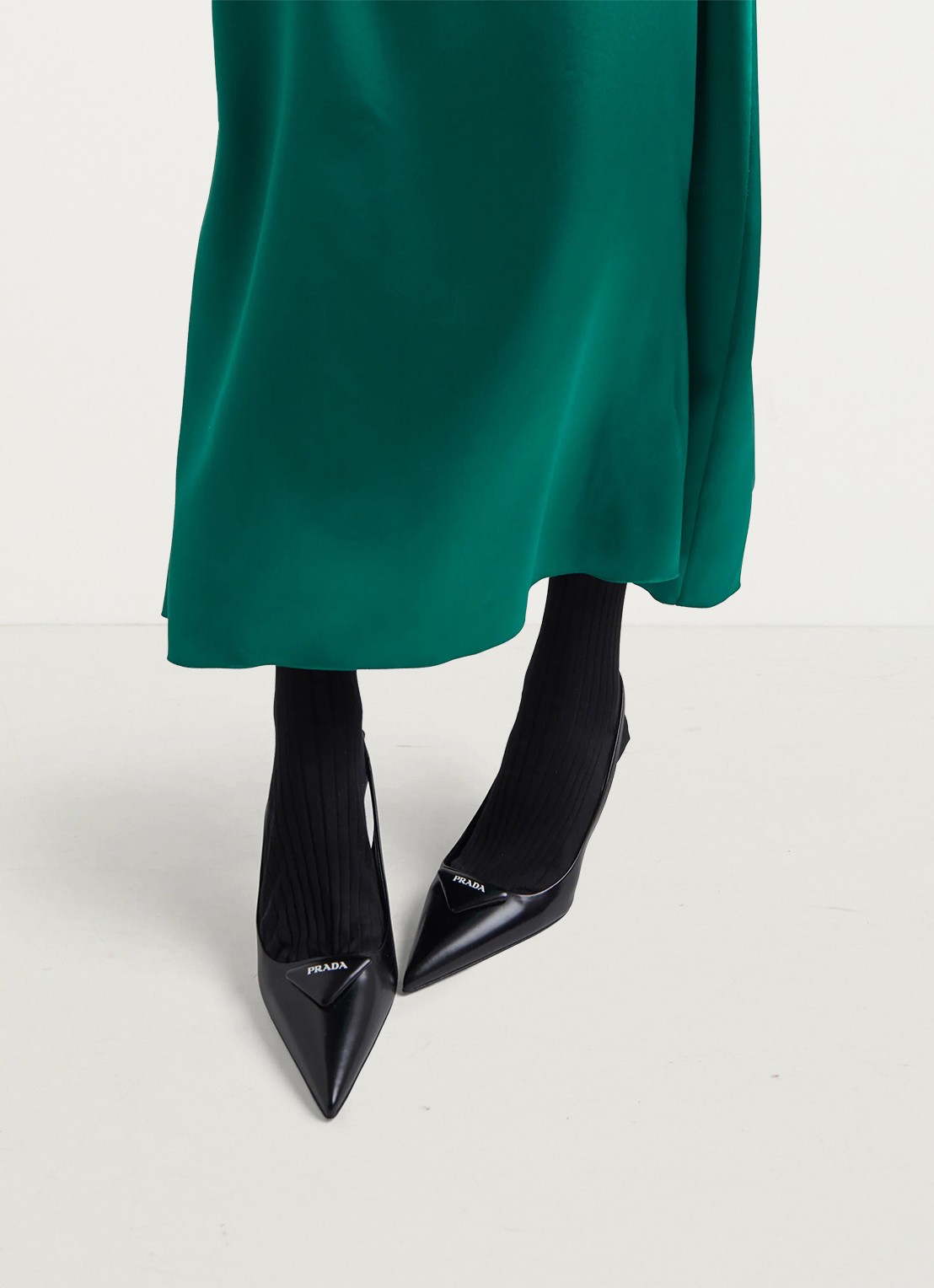 Prada Slingback van leer met logo - achterkant 7 zwart