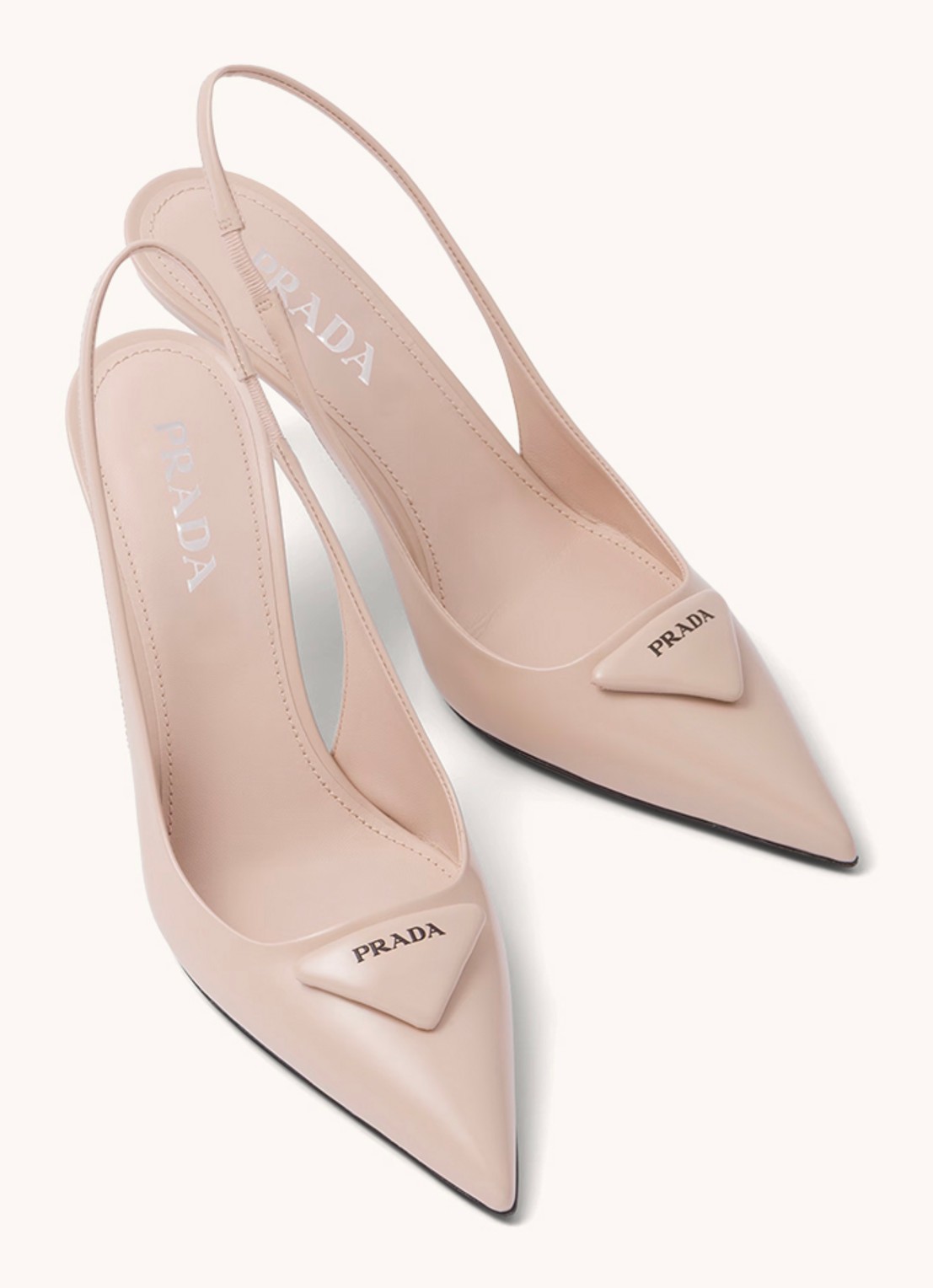 Prada Slingback van leer met logo - detail 4 lichtroze