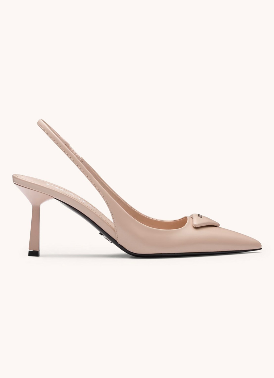 Prada Slingback van leer met logo - voorkant 2 lichtroze