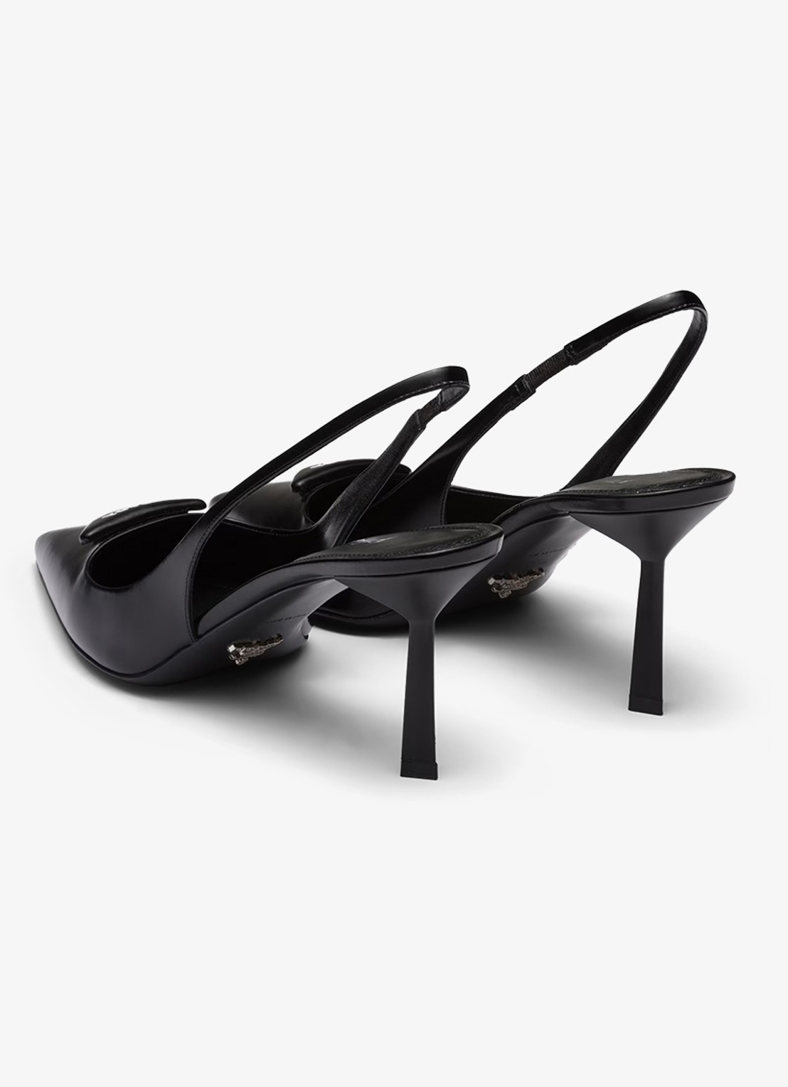 Prada Slingback van leer met logo - achterkant 3 zwart