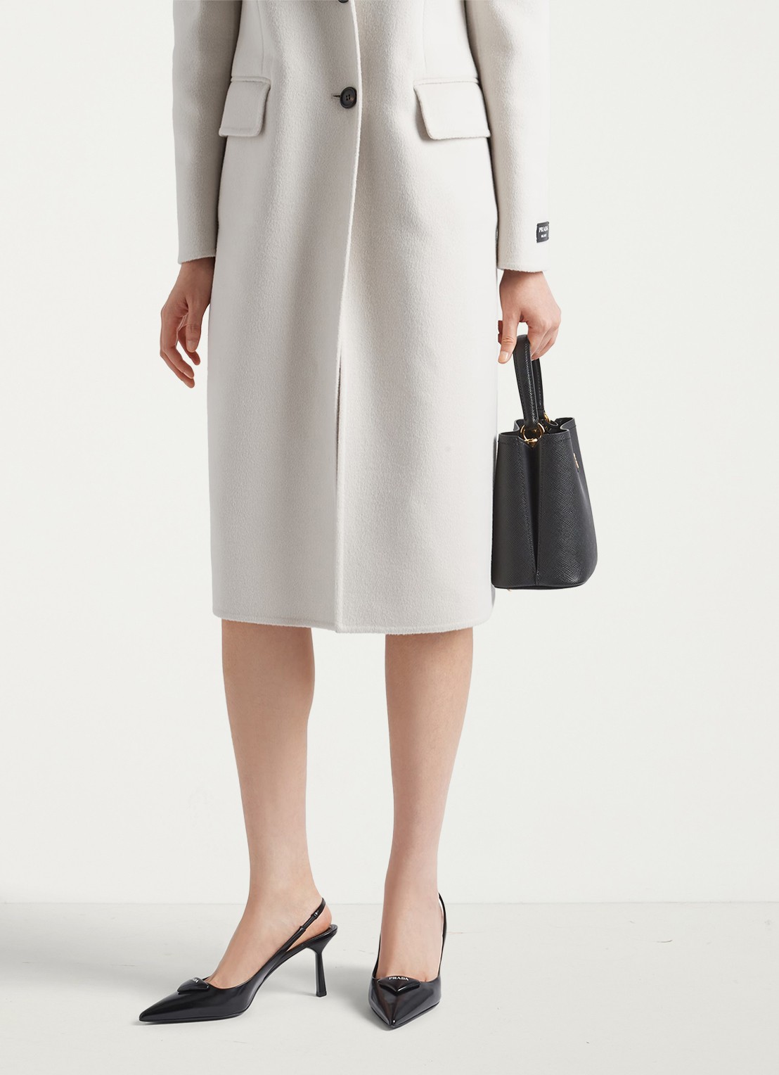 Prada Slingback van leer met logo - detail 4 zwart