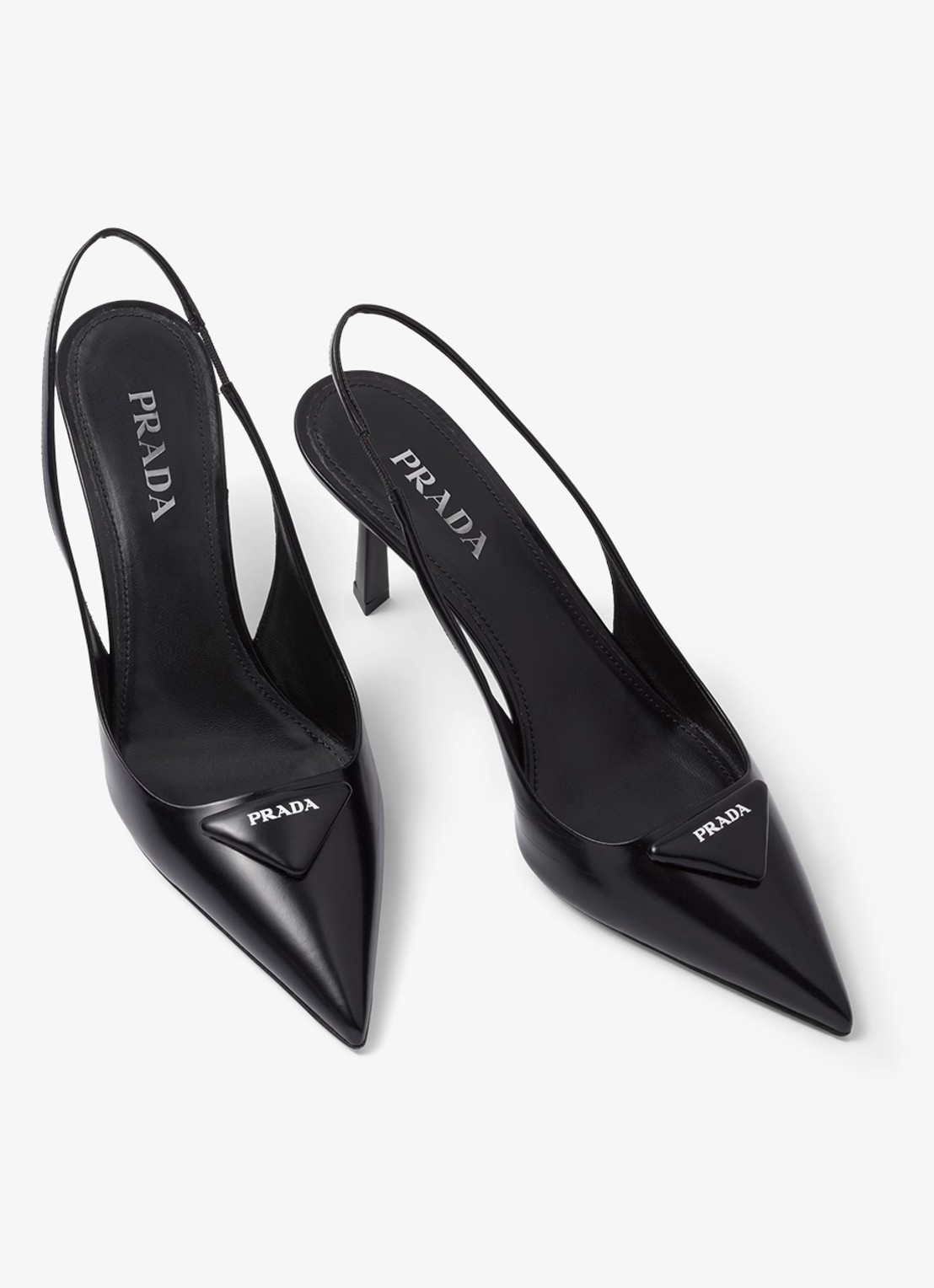 Prada Slingback van leer met logo - detail 5 zwart