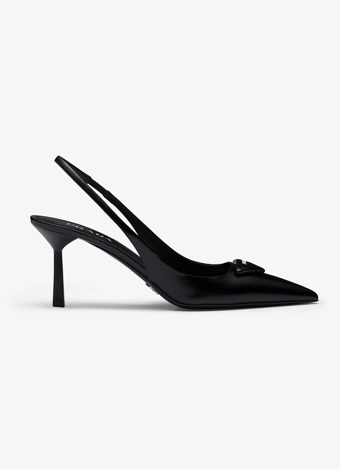 Prada Slingback van leer met logo - voorkant 2 zwart
