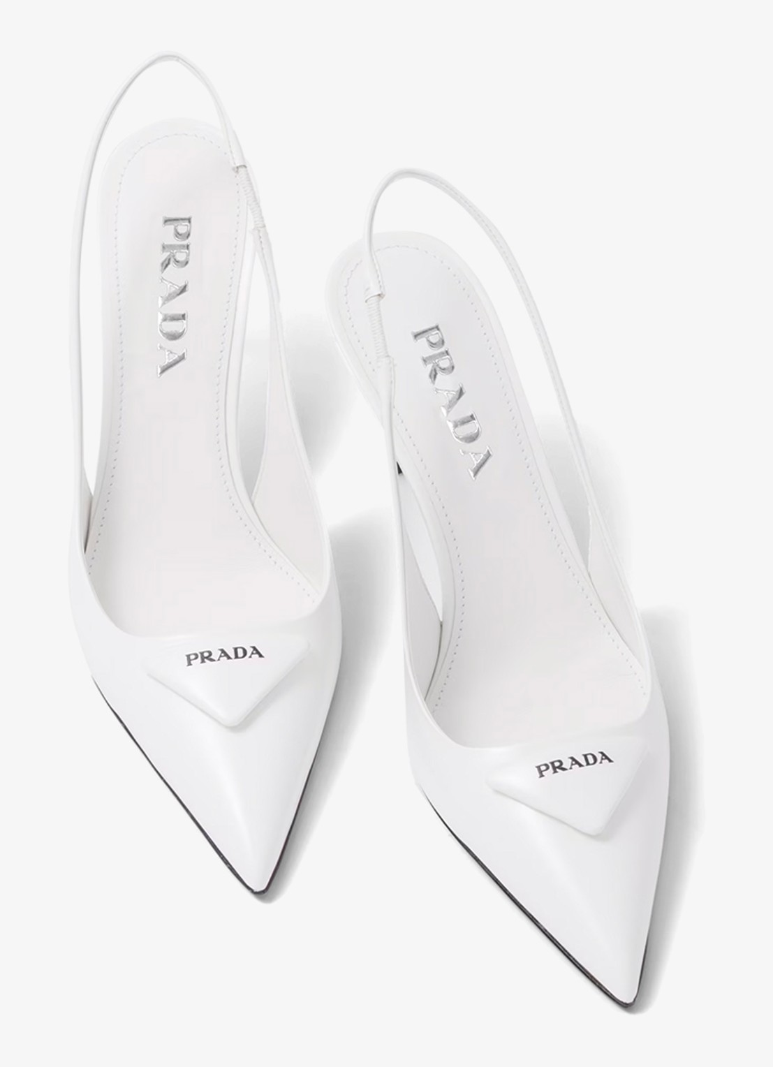 Prada Slingback van leer met logo - detail 3 wit