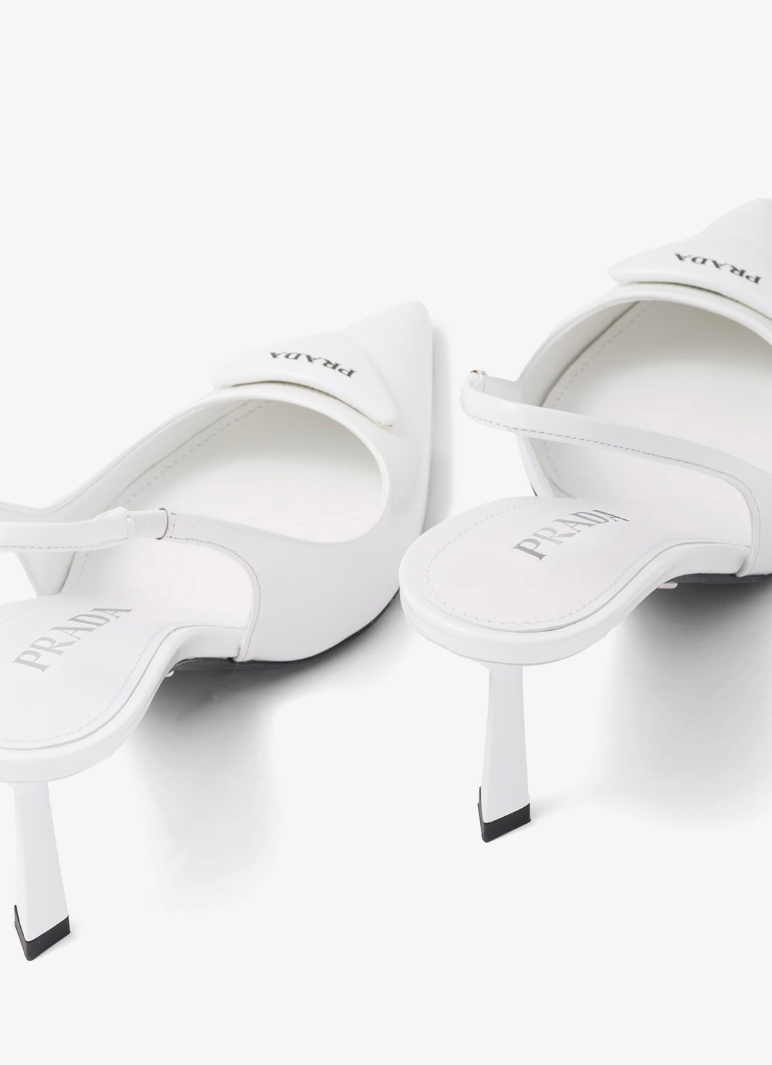 Prada Slingback van leer met logo - detail 5 wit