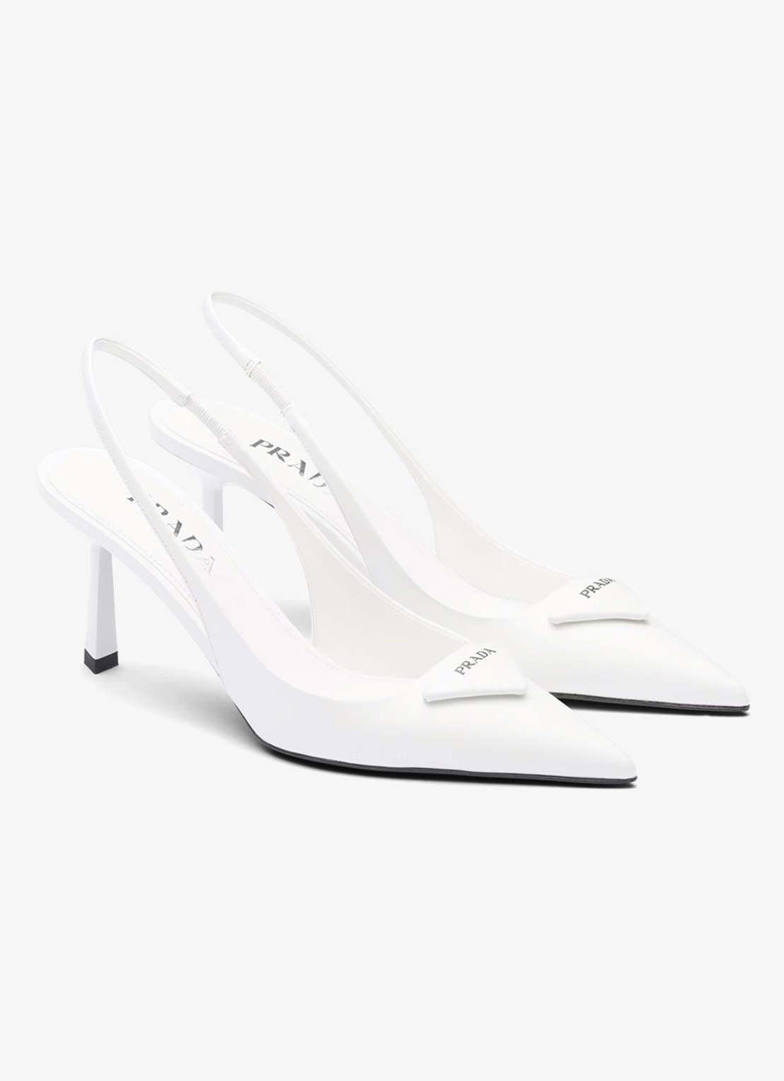 Prada Slingback van leer met logo - voorkant wit
