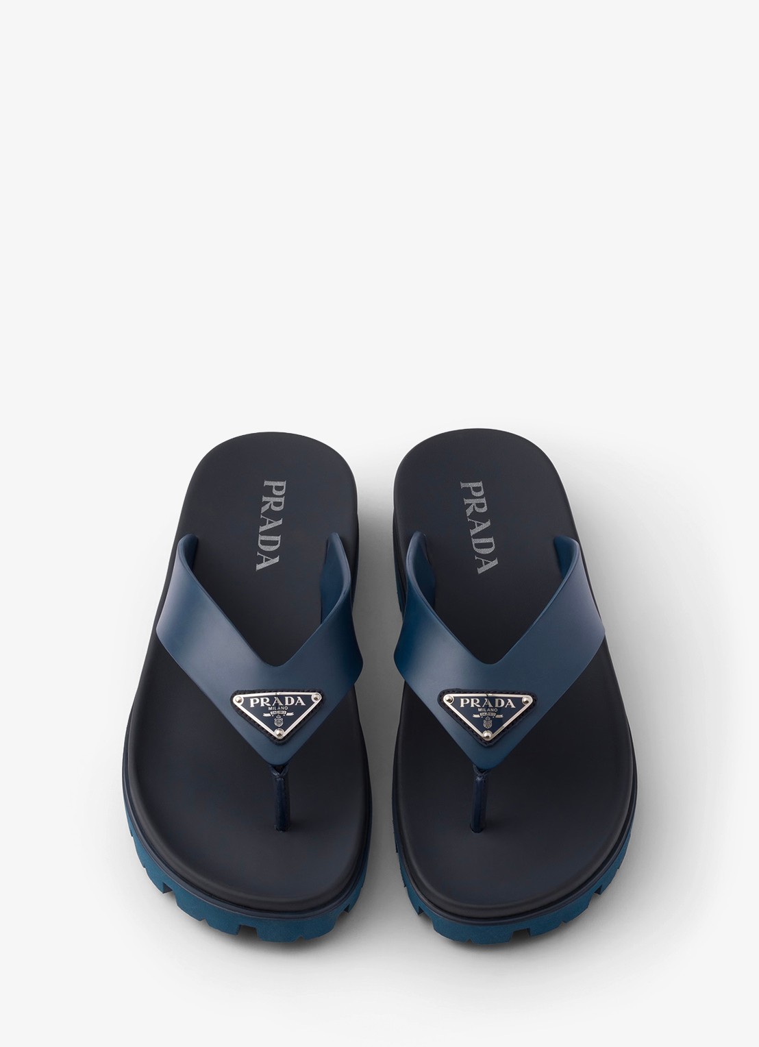 Prada Slipper met logo - detail 4 donkerblauw