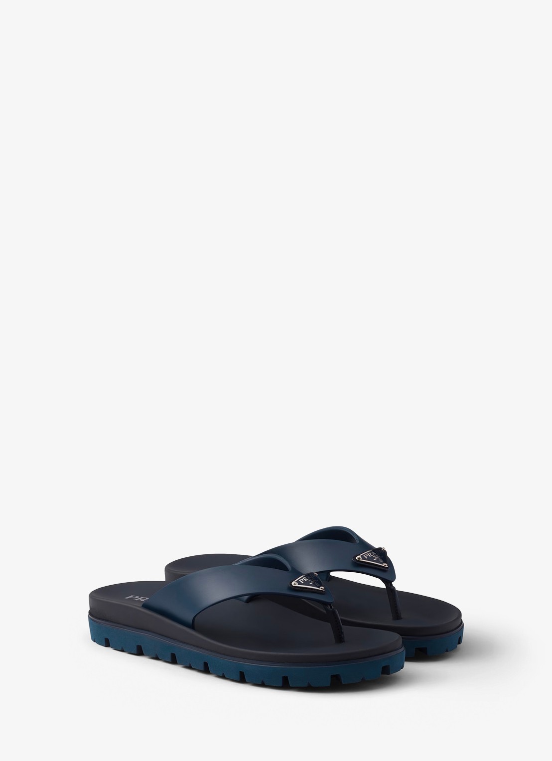 Prada Slipper met logo - voorkant donkerblauw