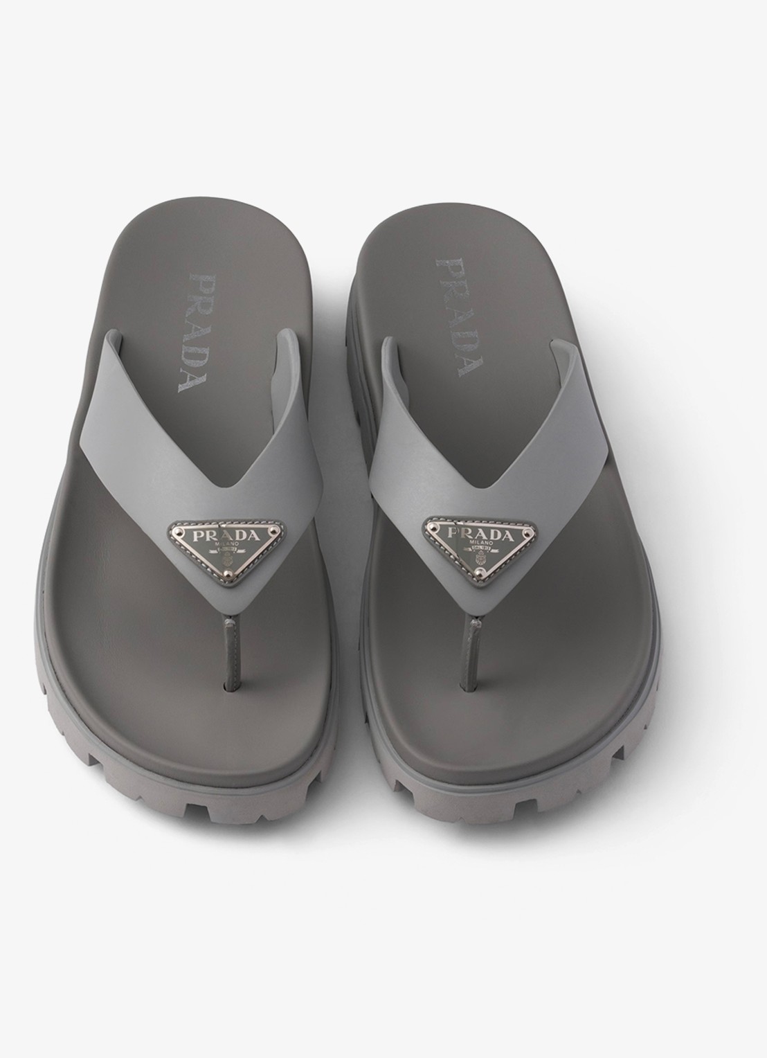Prada Slipper met logo - detail 4 grijs