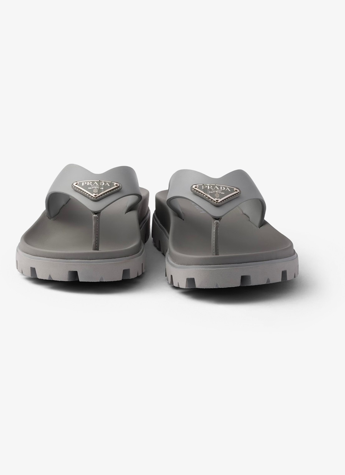 Prada Slipper met logo - detail 5 grijs