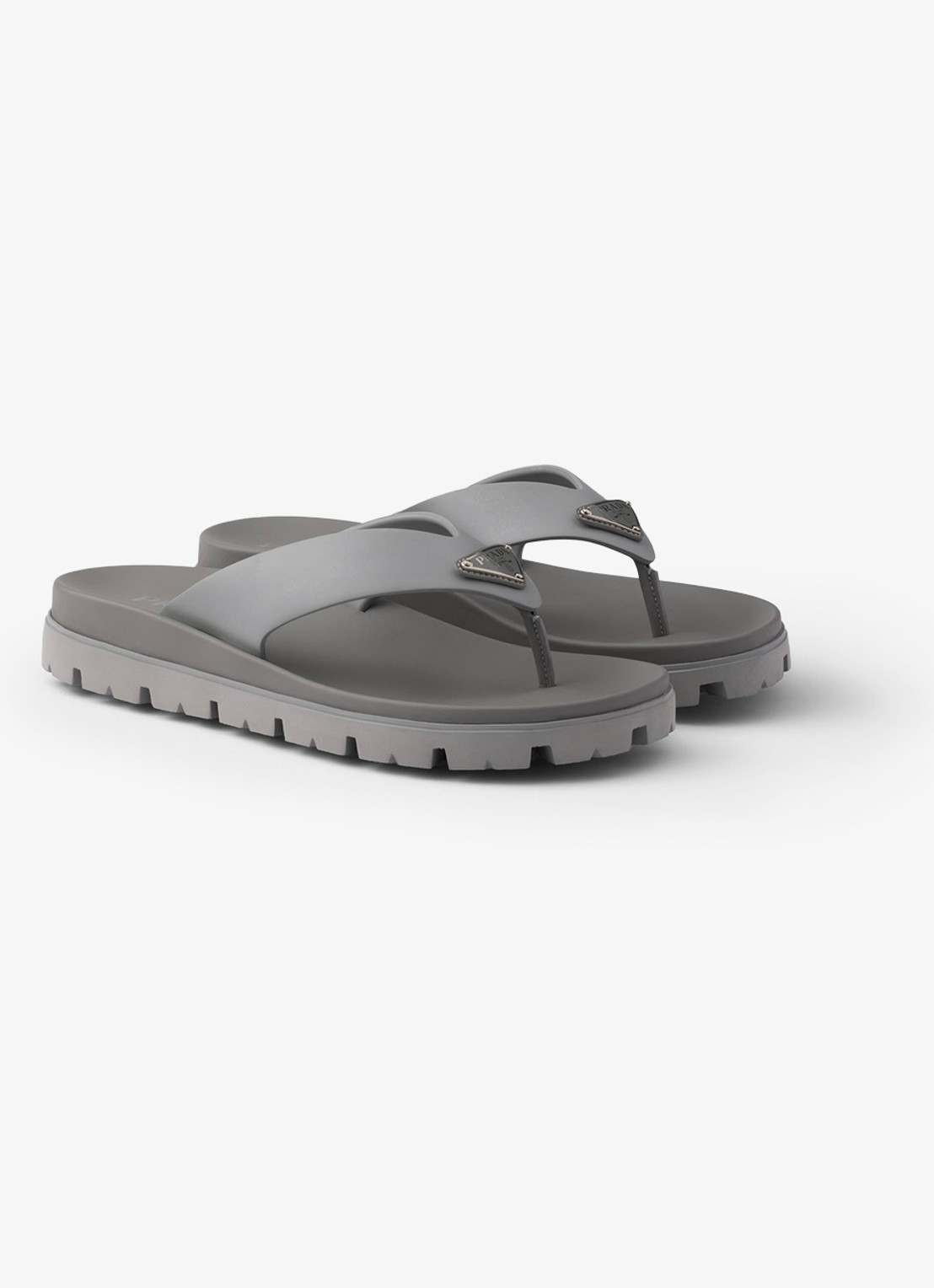 Prada Slipper met logo - voorkant 2 grijs
