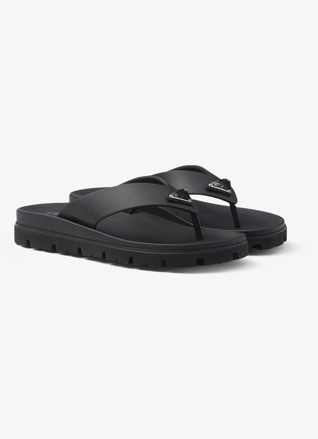 Prada Slipper met logo - voorkant 3 zwart
