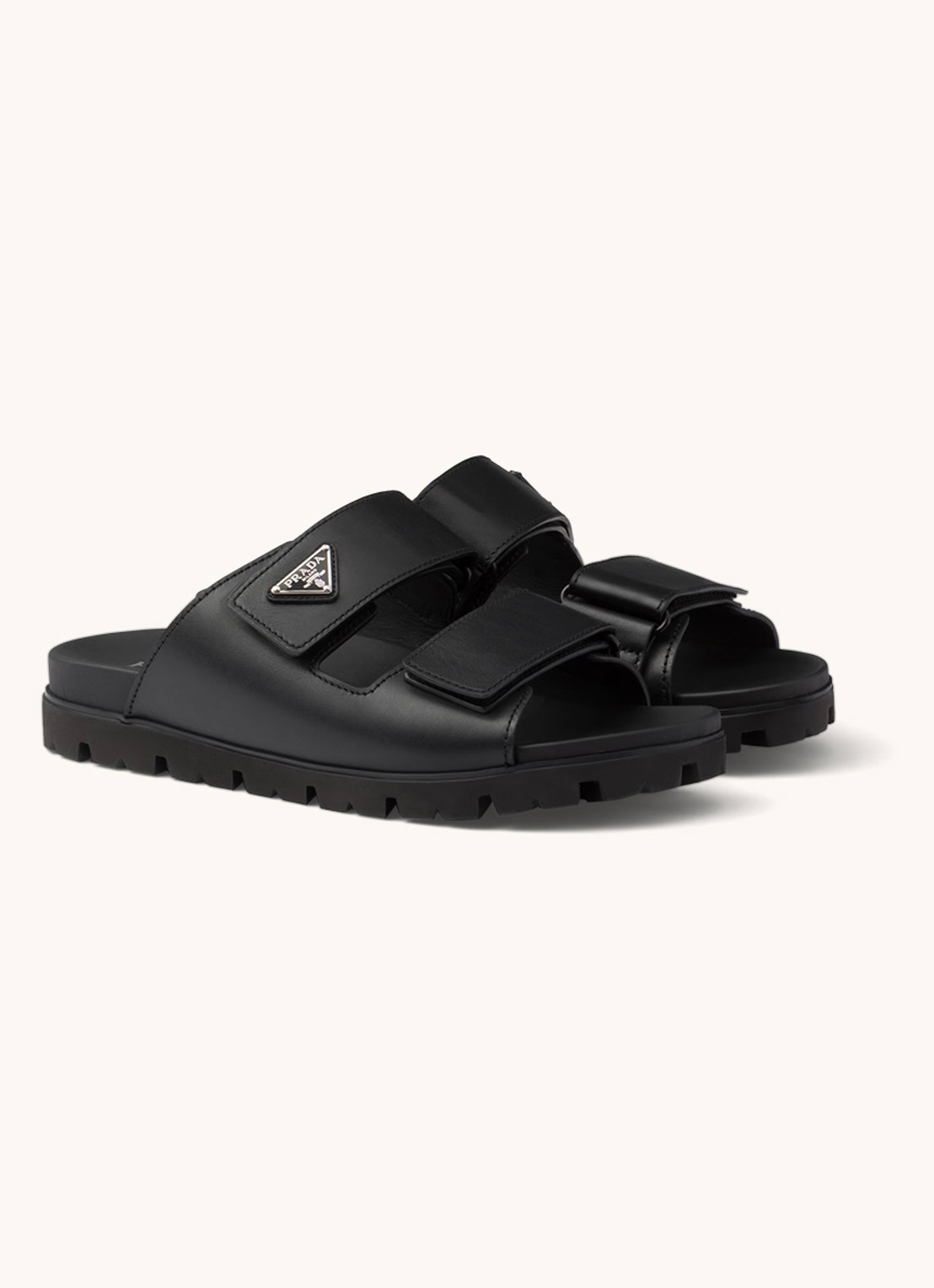 Prada Slipper van kalfsleer - voorkant zwart