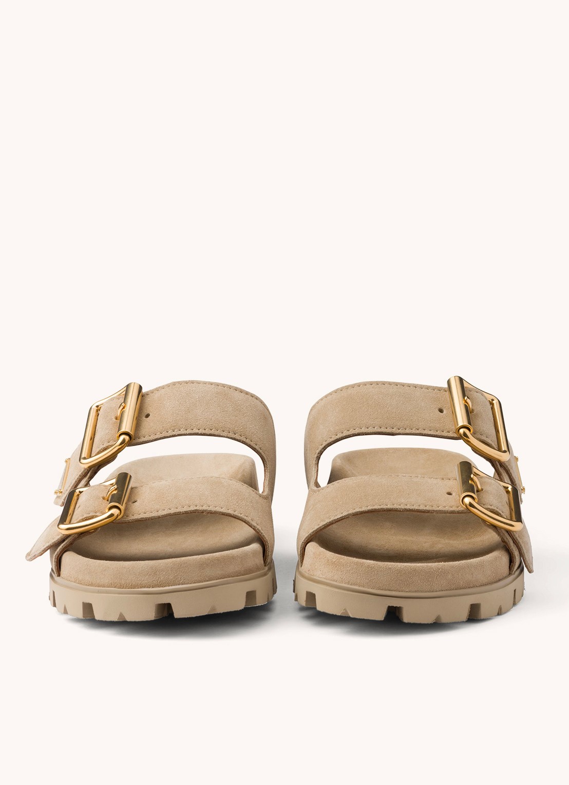 Prada Slipper van suède - detail 5 donkerbeige