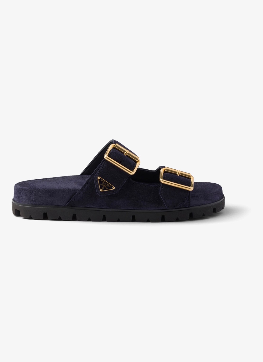 Prada Slipper van suède - voorkant 2 donkerblauw