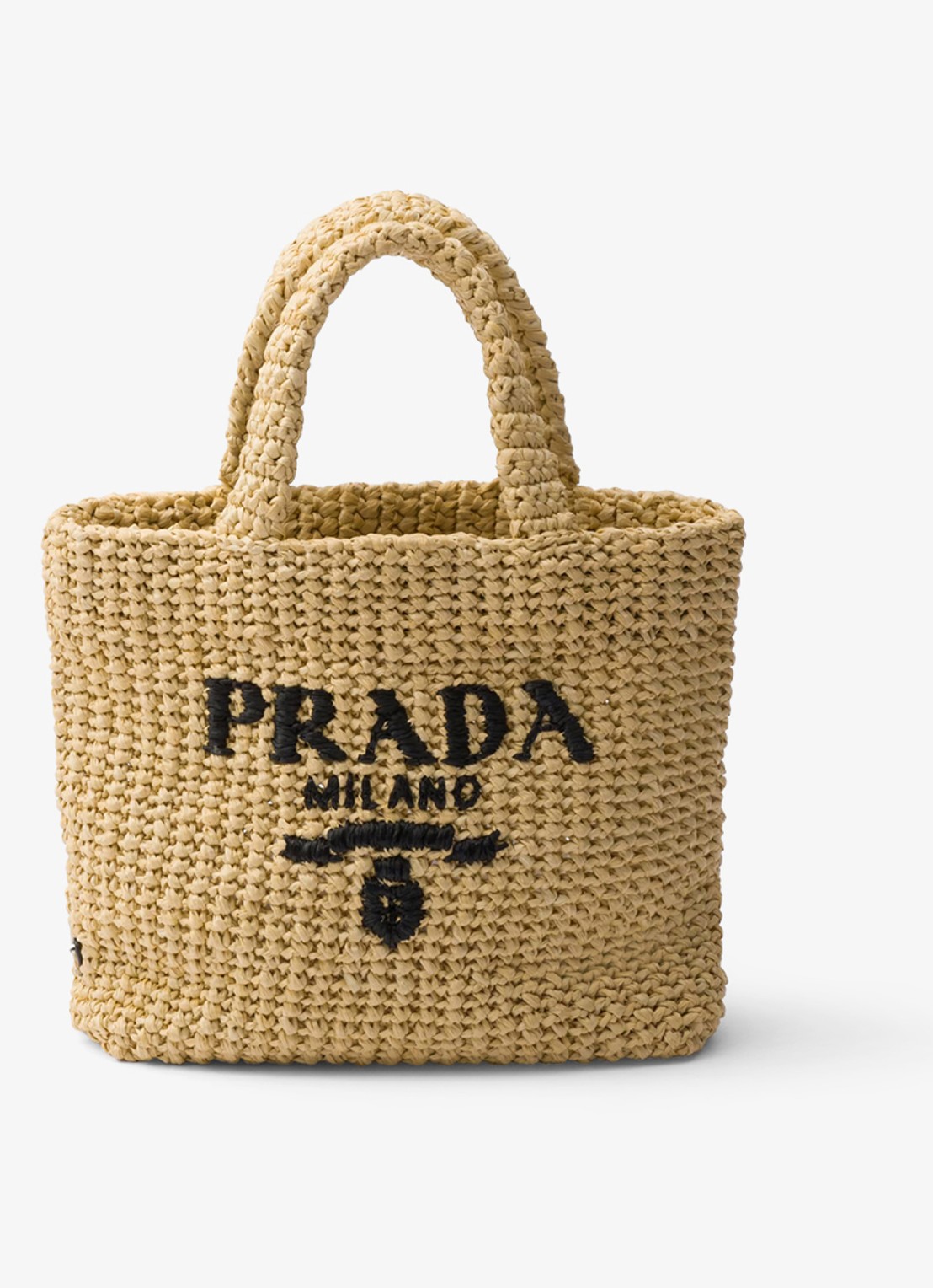 Prada Small handtas van crochet met logo - voorkant beige
