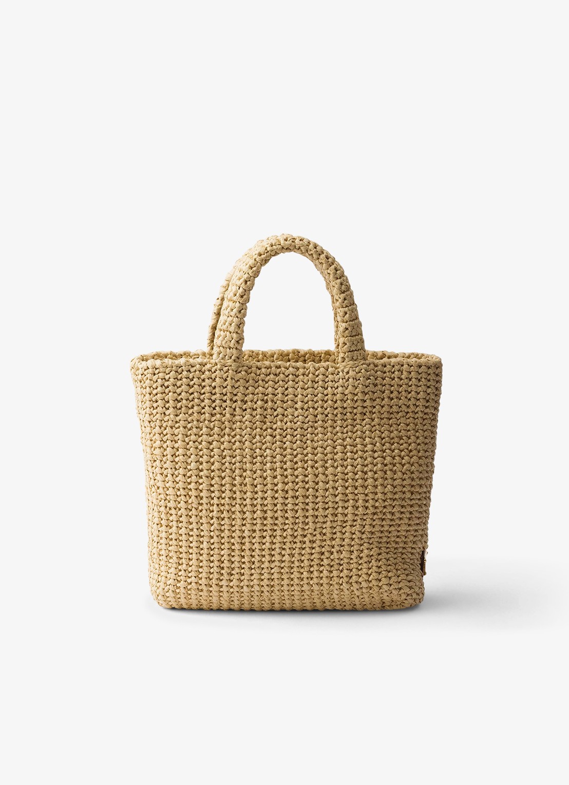 Prada Small handtas van crochet met logo - achterkant 3 lichtbruin