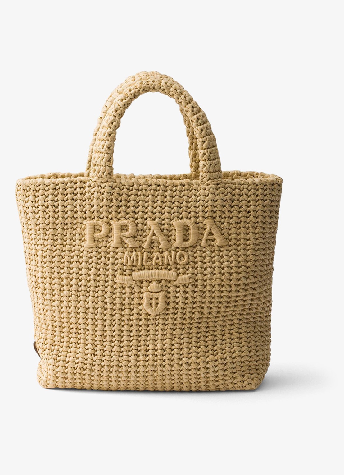Prada Small handtas van crochet met logo - voorkant lichtbruin