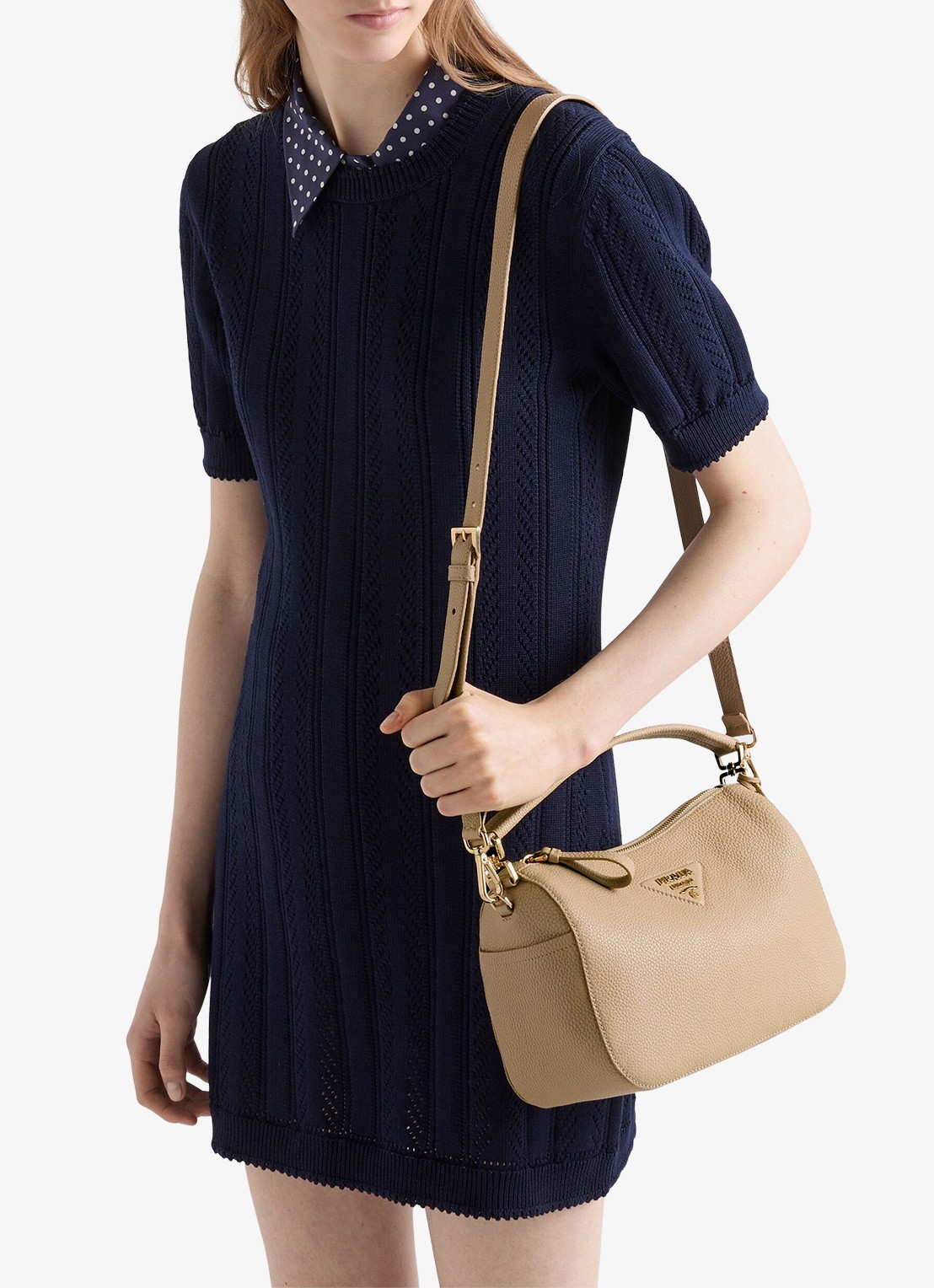 Prada Small handtas van kalfsleer - detail 6 beige