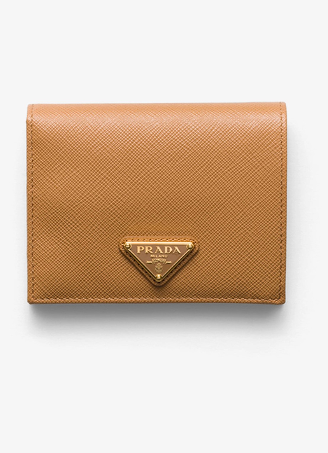 Prada Small portemonnee van kalfsleer  - voorkant camel