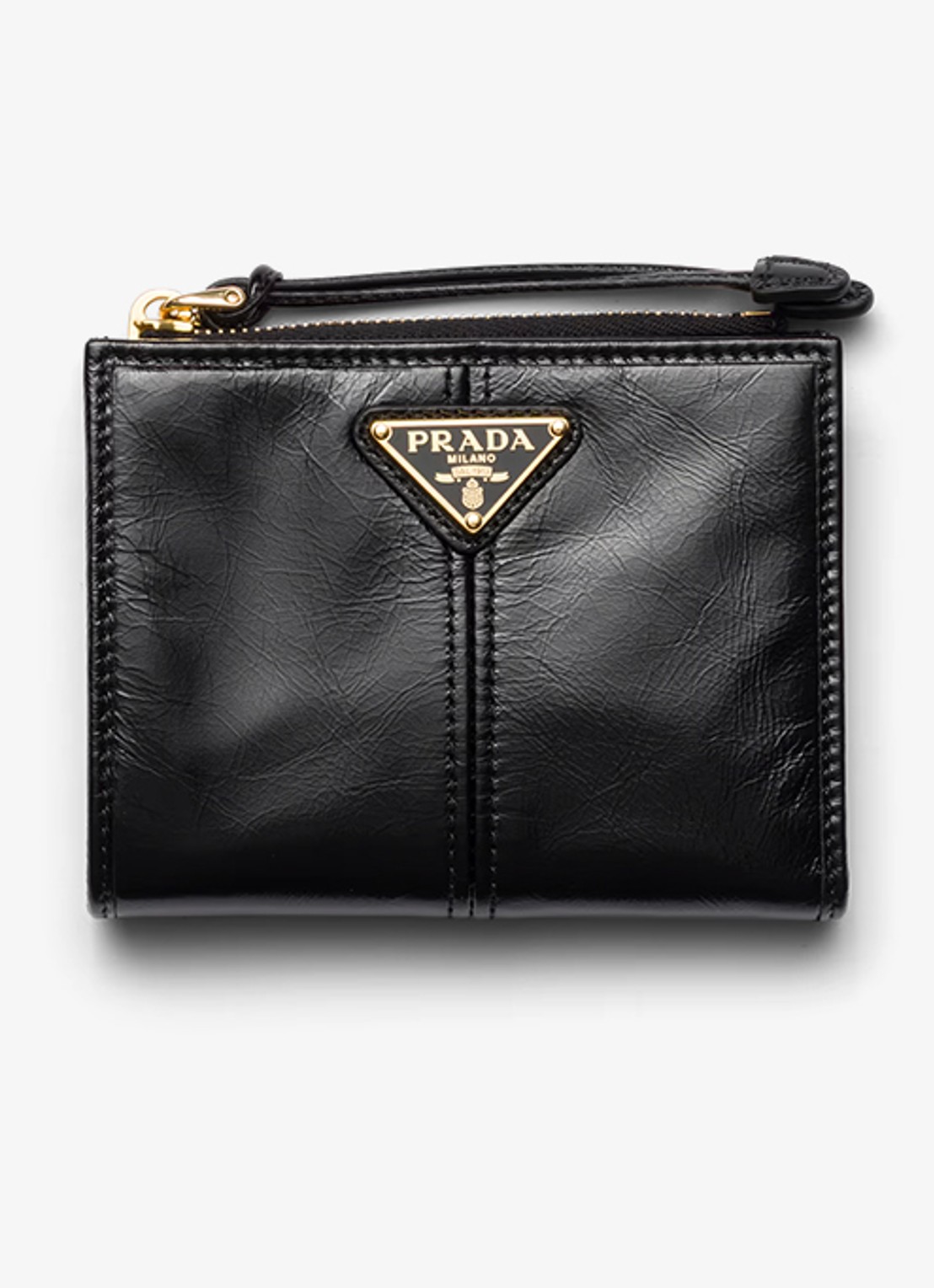 Prada Small portemonnee van kalfsleer - voorkant zwart