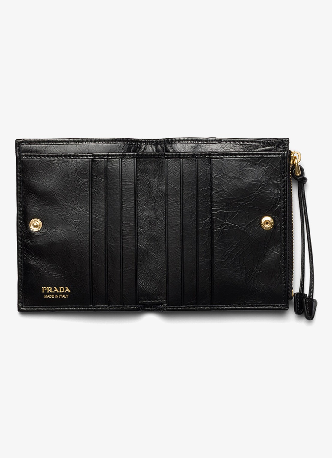 Prada Small portemonnee van kalfsleer - voorkant 2 zwart