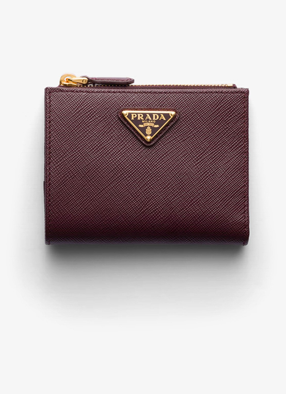 Prada Small portemonnee van kalfsleer - voorkant 2 bordeauxrood