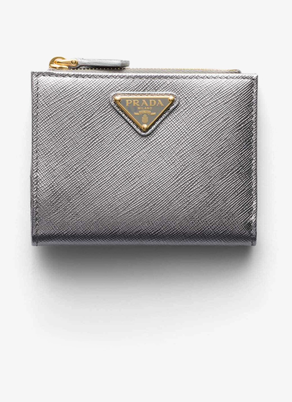 Prada Small portemonnee van kalfsleer - voorkant zilver