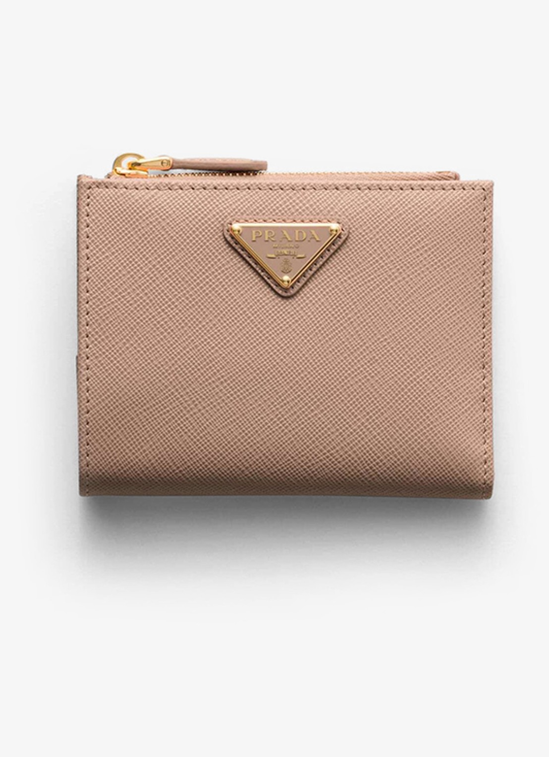 Prada Small portemonnee van kalfsleer - voorkant beige