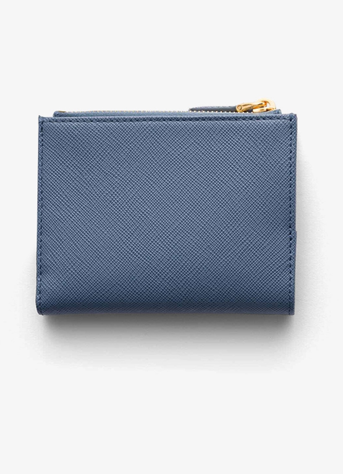 Prada Small portemonnee van kalfsleer - achterkant 4 staalblauw