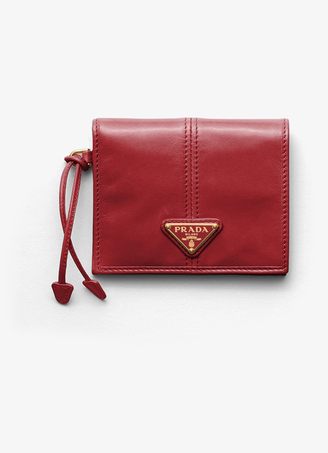 Prada Small portemonnee van kalfsleer - voorkant rood
