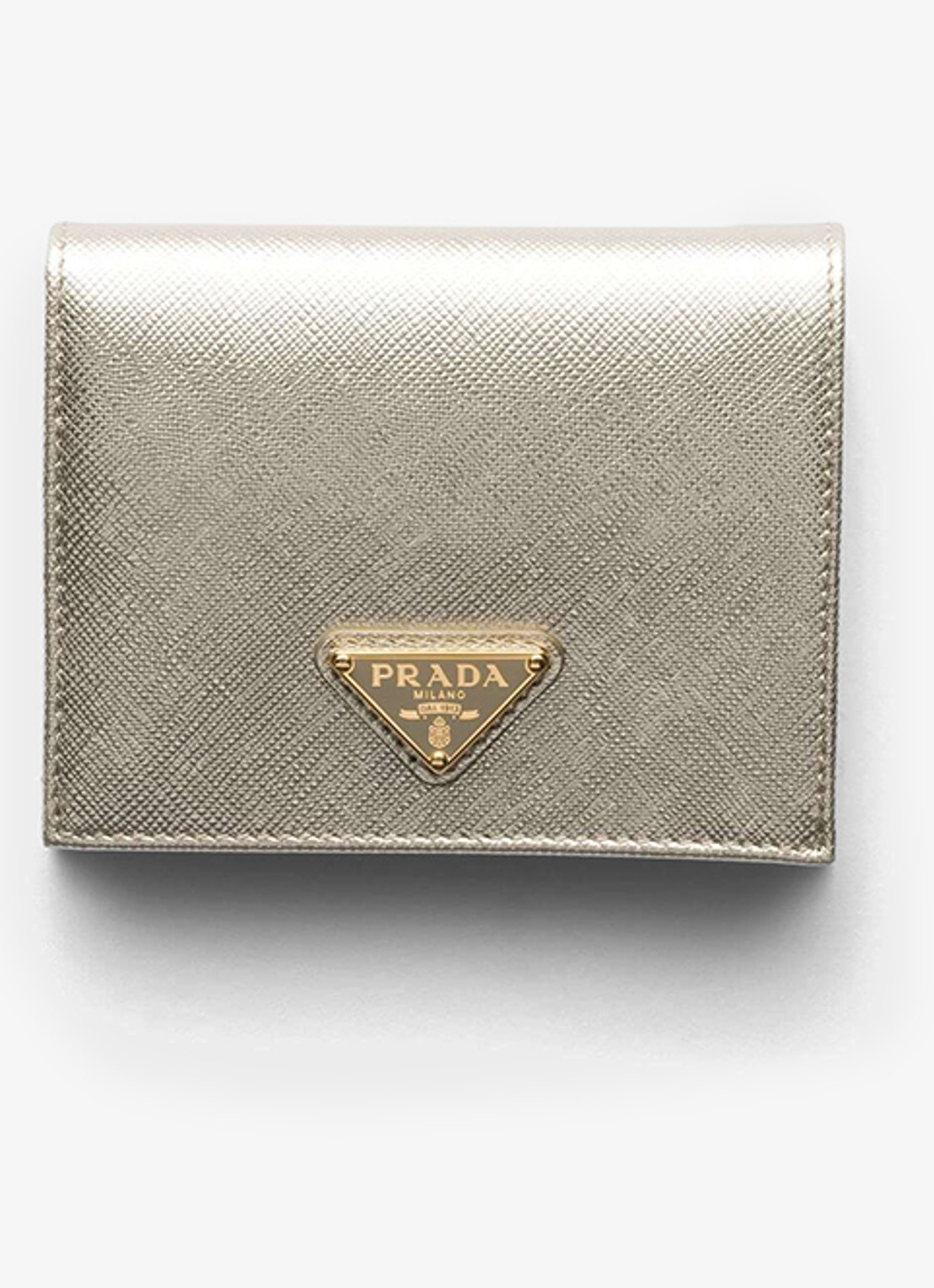 Prada Small portemonnee van kalfsleer  - voorkant goud