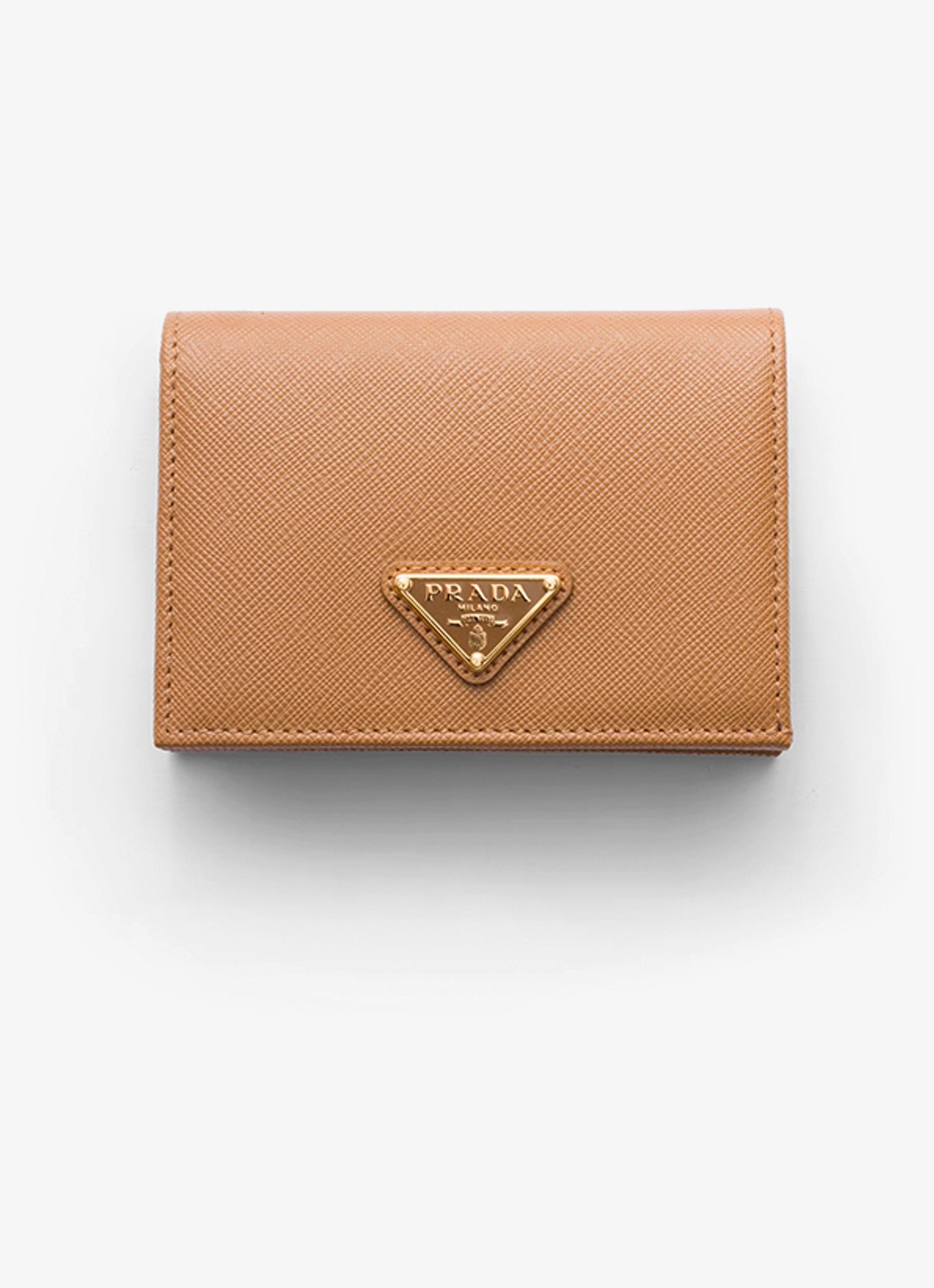 Prada Small portemonnee van kalfsleer - voorkant camel