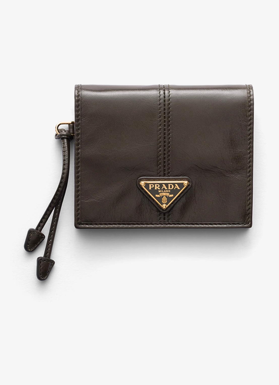 Prada Small portemonnee van kalfsleer - voorkant groen