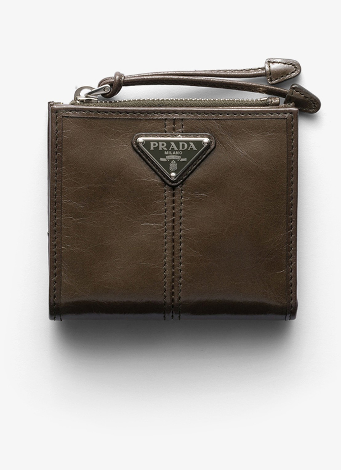 Prada Small portemonnee van kalfsleer - voorkant 2 bronsgroen