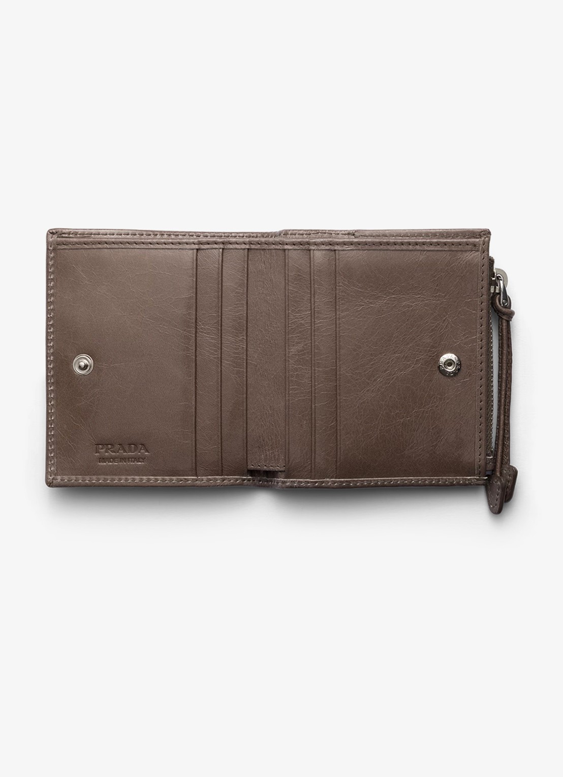 Prada Small portemonnee van kalfsleer - voorkant 2 taupe