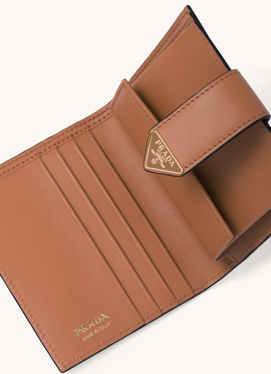 Prada Small portemonnee van leer - detail 6 roestbruin